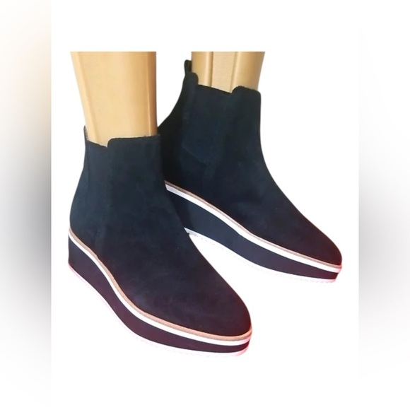 Antonio Melani Brexton Suede Wedge Ankle Bootie Black 6.5 Leather Shoe Women’s - Picture 4 of 15